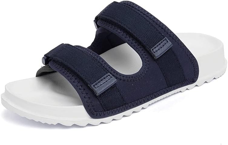 ANYHUG Mens Leather Sandals Light Weight Casual Men Sandals Cool Street Slippers Summer Flip Flops Comfort Non Slip Man Beach Shoes (Color : Beige, Size : 8.5) - 10 Blue