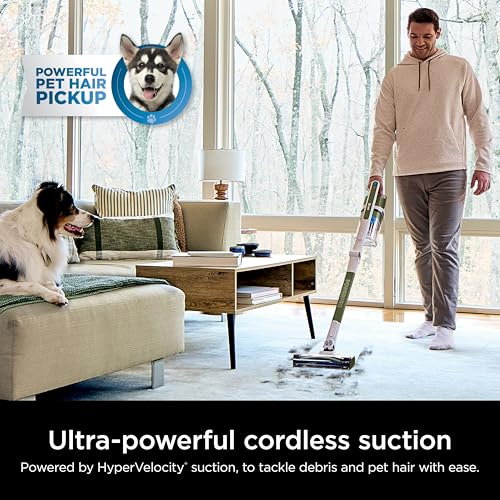 Shark PowerPro Flex Pet Cordless Vacuum, FloorDetect Technology, MultiFLEX Wand, HEPA Filter, for Carpets & Hard Floors, Up to 50-Minute Runtime, Powerful Pet Hair Pickup, Rechargeable, Olive, IZ387H