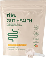 Rite Gut Health Prebiotic Powder, High Fibre, Soluble Fibre Powder, Digestive Health, Vegan, Guava Flavour (30 Servings, 1 Month) - Peach