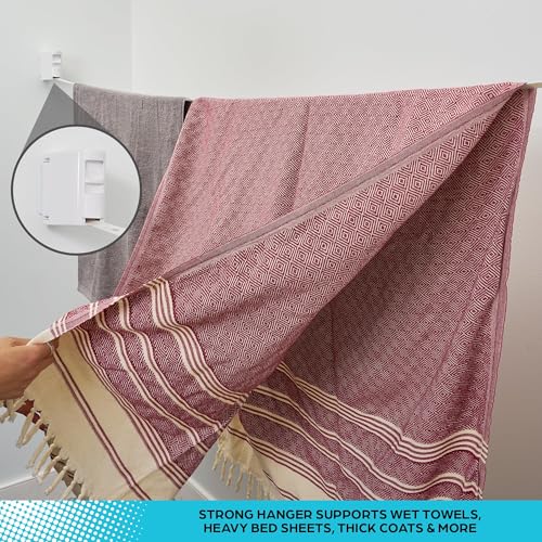 Tazweeq Retractable Clothesline, Indoor Outdoor Clothes Line, Heavy Duty Clothes Drying Laundry Line, Wall Mounted Clothes Drying Rack Clothing | Retracting 34 Windproof Hanging Holes Laundry Drying