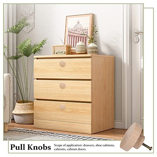 RDEXP Home Accessory 50x25mm Wooden Hardware Round Pull Knobs for Cabinet Drawer Cupboard Cabinet Door Set of 10
