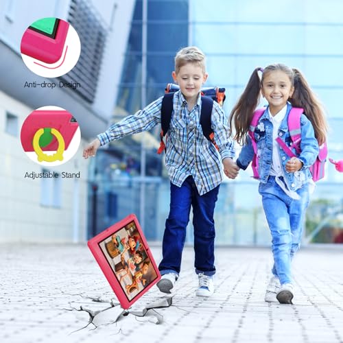 Pswarfd Kids Tablet 10.1 Inch Android 13 Quad-core 64 GB ROM 1280x800 IPS Touchscreen Parental Control Tablet PC with Shockproof Case (Pink)