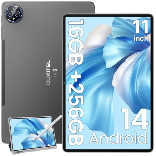 OUKITEL OT12 14-2024 Android Tablet 11 Inch 2K, 16GB RAM  256GB ROM (1TB TF), 8000mAh Touch Tablet, 13MP Camera, Widevine L1 Tablet PC, 4G LTE/5G WiFi/Bluetooth/GPS/TÃV â Grey