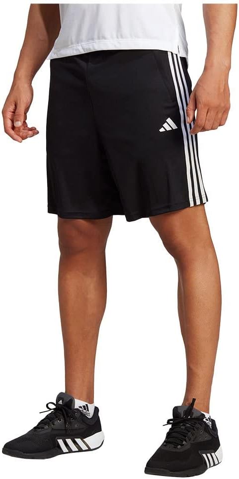 Men's Train Essentials Piqué 3-Stripes Training Shorts - Black