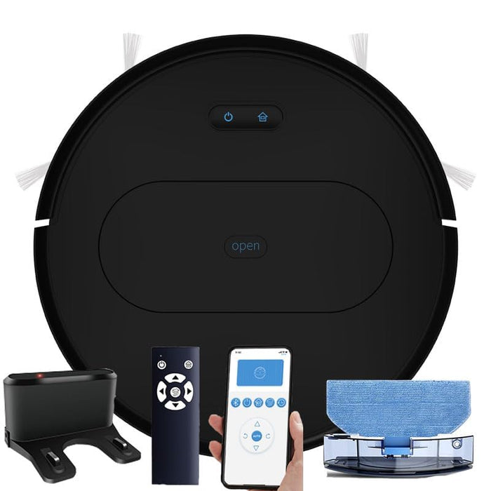Robot Vacuum with Mop, 3600Pa Automatic Self-Charging Robotic Vacuum Cleaner,2 in 1 Mopping Robot Vacuum with Watertank & Dustbin,Self-Charging,Slim,Strong Suction,Ideal for Hard Floor,Pet Hair,Carpet