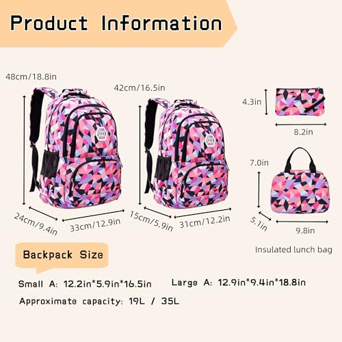 Geometric Print Girls Boys Backpacks for Kids Primary School Bags