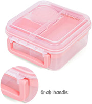 3/4/5 Compartment Convertible Bento Lunch Box with Gravy Bowl, Pink