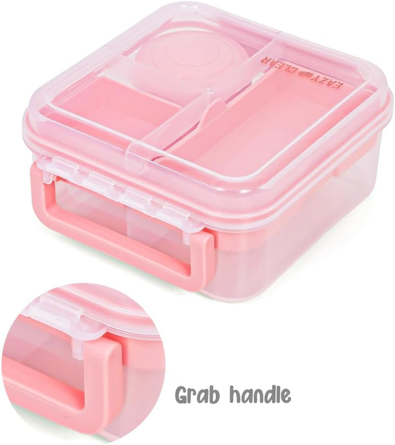 3/4/5 Compartment Convertible Bento Lunch Box with Gravy Bowl, Pink