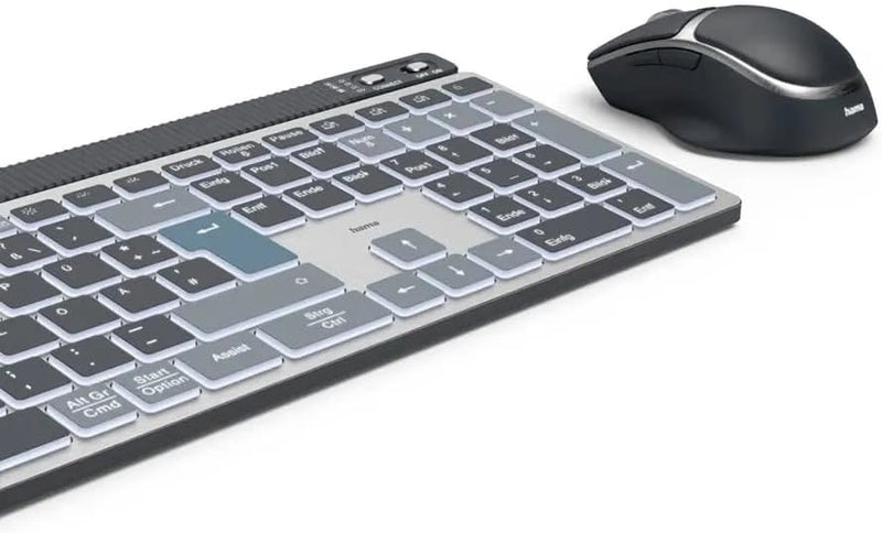 Hama WKM-750 Multi-Device Wireless LED Keyboard/Mouse Set, Black