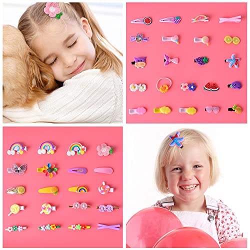 LIENJAER Baby Hair Clips, Hair Pin, Barrettes for Girls, Toddler Girls Hair Accessories, Kids Hair Clips for Styling, Flower Rainbow Candy Fruits Butterfly Cute Hair Clips for Girls 42 Pieces