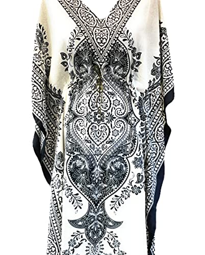 Women’s Long Floral Printed Caftan Maxi Tunic For Beach House Casual Wear