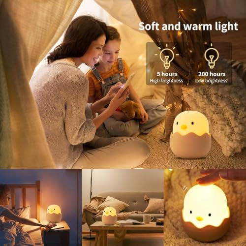Dimmable Kids Night Light - Touch Control Rechargeable Night Lamp for Baby & Children, Bedroom Sleep Aid & Gift