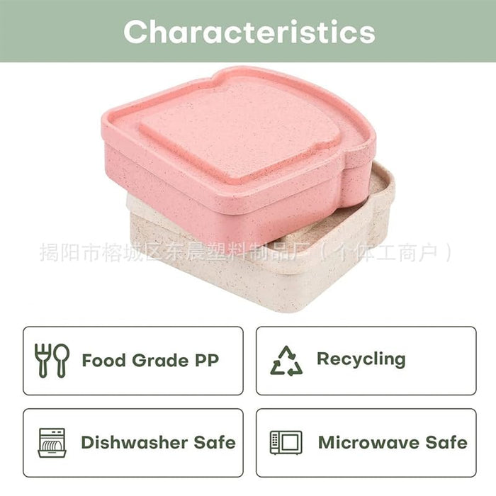 Bread Box Portable Toast Sandwich Box Meal Container Toast Shape Microwaveable Dishwasher Dishwasher Freezer Stores Bread Sandwiches Food Fruit (Pink)