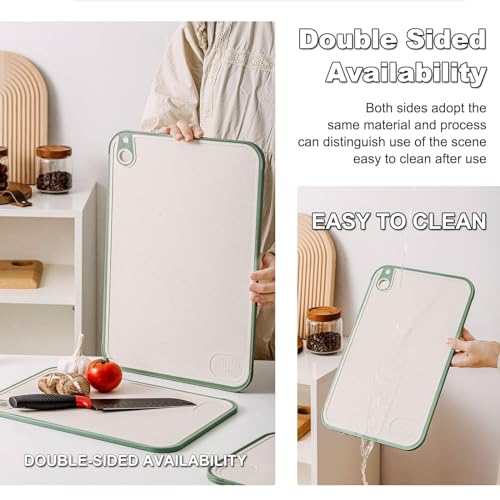 X spring Kitchen Chopping Board, Wheat Straw Cutting Board Set of 3, Non-Slip Cutting Sheets, Tool Kitchen Cook Supplies, Strap Hole Easy Hanging, Kitchen Cutting Board Set for Meat, Veggies, Fruits