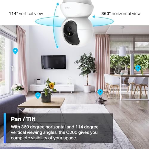 Tapoo Camera/Tilt Security Camera – 1080p Full HD camera, 360° Rotational View, Night Vision camera, Motion Detection camera, Two-Way Audio,Works with Alexa & Google Assistant