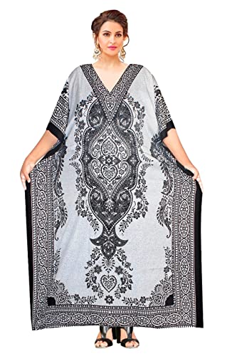 Women’s Long Floral Printed Caftan Maxi Tunic For Beach House Casual Wear