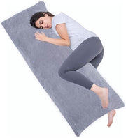 Body Pillow, Cooling Memory Foam Body Pillows for Adults Sleeping, Long Pillow for Bed, Big Large Firm Full Body Pillow for Side Sleeper with Grey Cover, 54x20 Inches - Dark Grey
