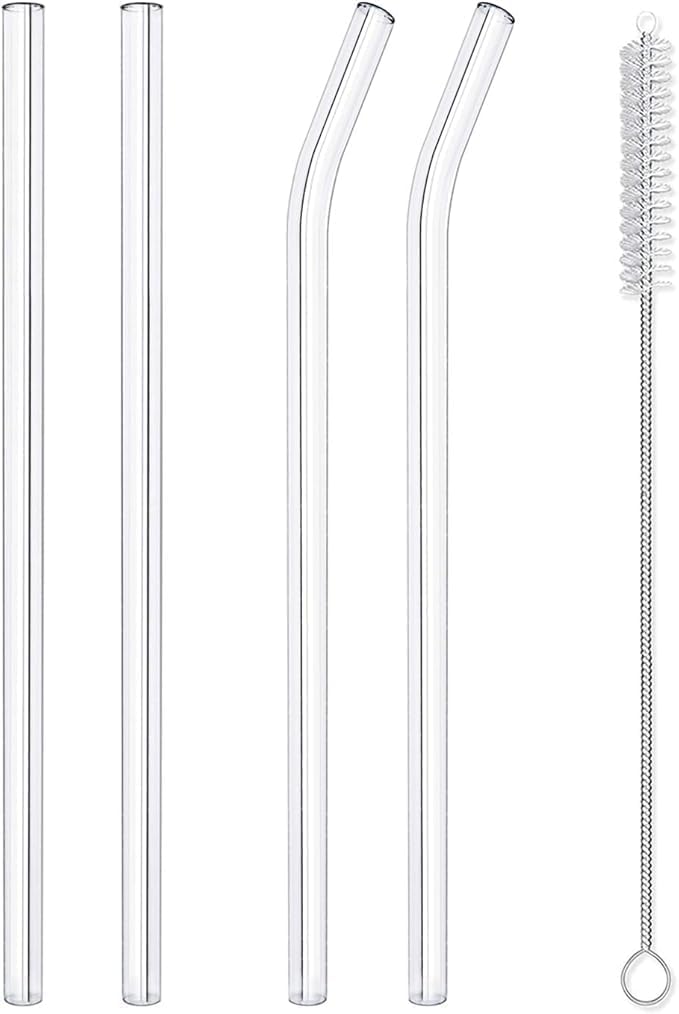2PCS Drinking Glasses with Bamboo Lids and Glass Straw, Beer Can Shaped Glass Cups, Tumbler Cup Ideal For Beer, Tea, Soda, Iced Coffee Include 500ml