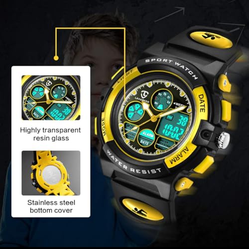 Kids Watch, Boys Watches Ages 5-15, Analog Digital Watch for Kids Watch Boys Girls, Kids Waterproof Watch with Alarm Clock Stopwatch Wrist Watch, Birthday Gifts and Christmas Gifts
