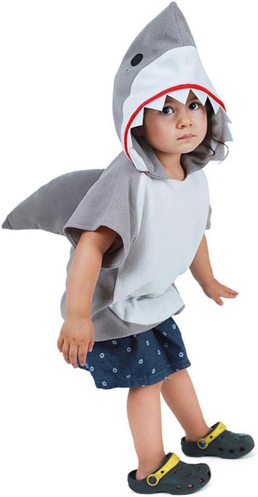 EraSpooky Shark Short Hoodie for Kids Boys Toddler Shark Costume Halloween Animal Outfit Short Sleeve - Gray
