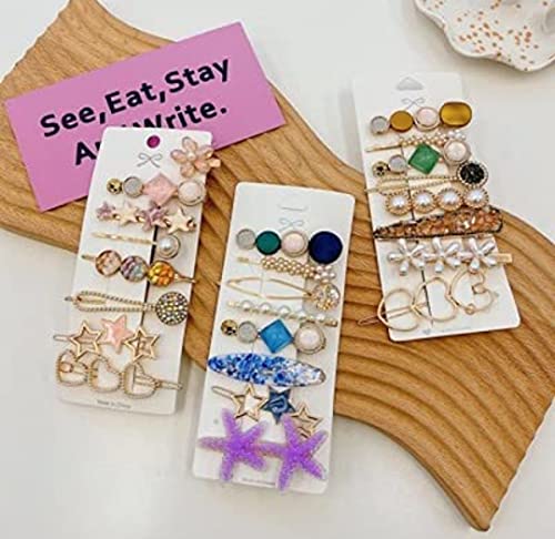 Annacreations Korean Fashion Style Pearl Rhinestone Metal Hair Clips Hair Pin Stylish Hair Accessories Jewellery For Women's And Girls, Multicolour (Pack of 24 Pcs)