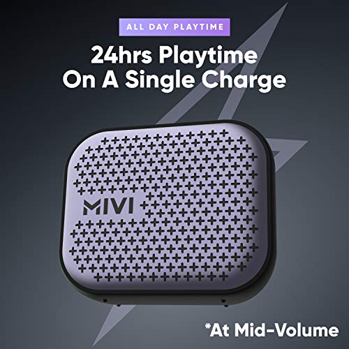 Mivi Roam 2 Bluetooth 5W Portable Speaker,24 Hours Playtime,Powerful Bass, Wireless Stereo Speaker with Studio Quality Sound,Waterproof, Bluetooth 5.0 and in-Built Mic with Voice Assistance-Black