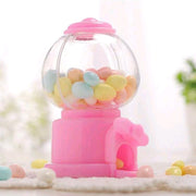 Mini Gumball Machine Dispenser, Clear Globe with Blue Base, Candy Storage Container, Novelty Desktop Decor (Pink) - Pink