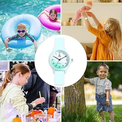 Adando Kids Analog Watch Waterproof Wrist Watch Quartz Minimalist Watches with Soft Band Silicone Strap Learning Time Children Watch Easy to Read for Girls Boys Children Teenagers Birthday Gifts