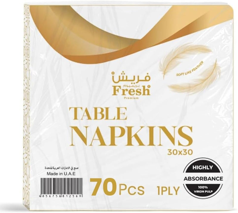 SNH Packing 1-Ply Pack of 2 (140 Pcs) Disposable Paper Napkin Tissue Paper 30X30 Cm White Interfold Tissue Paper Towels for Hand and Face Towel Napkins Paper for Everyday Use - Pack of 1 (70 Pcs)