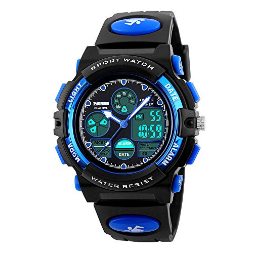 Kids Watch - Eacam Luminous Digital Sport Shock Resistance Outdoor Multifunctional LED 50M Waterproof Alarm Calendar Analog Watch for Children with Silicone Band