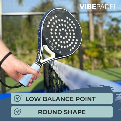 VIBEPADEL Flare Padel Racket Intermediate Beginner for Control, Forgiveness and Versatility | Padel Rackets for Adults with Carbon Frame and VIBE EVA C-CORE | Paddle Tennis Racket