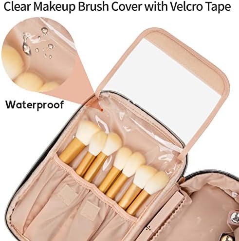 OCHEAL Makeup Bag, Portable Cosmetic Bag, Large Capacity Travel Makeup Case Organizer, Black Makeup Bags For Women Toiletry Bag for Girls Traveling With Handle and Divider