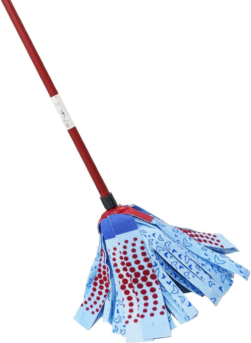 3action Supermocio Floor Mop with a Stick, Versatile, Red Spot Eraser, Blue Microfibre, 3d Red Spots, 14 X 7 X 157 Cm - extending from 85 - 140cm 3 Action Mop - Blue