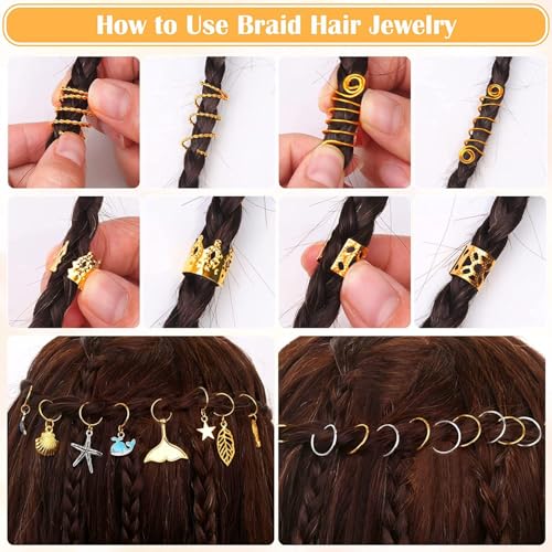 Beauenty 292PCS Gold Hair Accessories for Braids, Beads for Extensions, Stylish Hair Jewelry with Gold Hair Clips