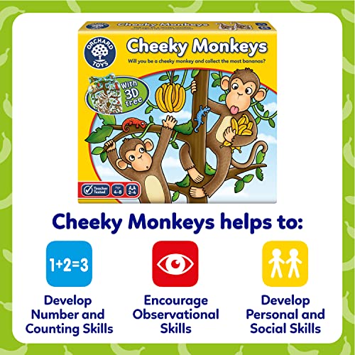 Orchard Toys Cheeky Monkeys Game, A Fun Game Of Chance, Family Game, Perfect For Kids Age 4-8, Educational Game Toy, Family Game