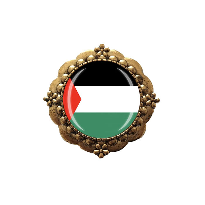 Wedare Souvenir 3D Palestine Flag Glass Crystal Brooch Metal Men Women Clothes Decoration Valentine's Day Birthday Gift