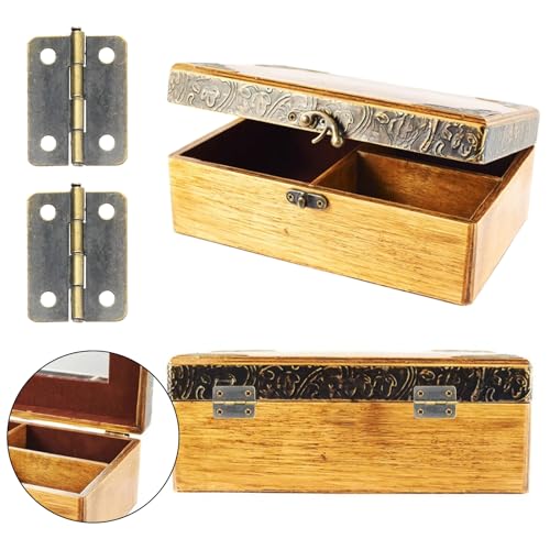 Prasacco 300-Piece Jewelry Box Hardware Set, includes 40 Jewelry Box Hinges 20 Antique Right Latches Hook Hasps 240 Replacement Screws, Small Decorative Hinges for Wooden Box Cabinet (Bronze Color)