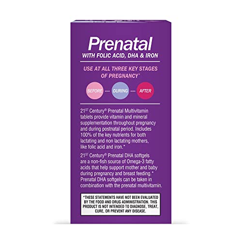 21st Century Prenatal Multivitamin/Mineral + DHA 60 Tablets / 60 Softgels Bottles 2's