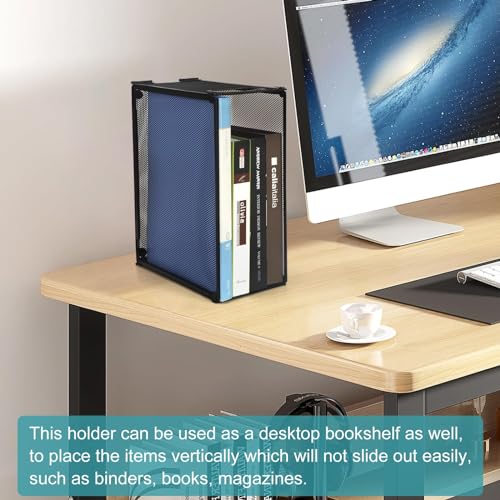 Azonee File Folders Organizer, Hanging Metal File Holder for Desk, Office Documents Magazine Storage Box, Mesh Foldable Filing Basket Desktop Accessories Rack (Small, 1 PCS, Black)