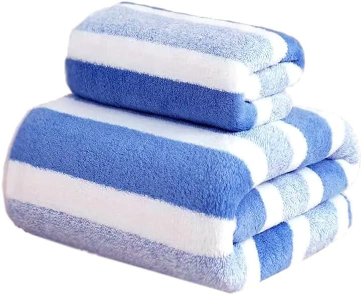 Ultra Soft Bath Towel Set, 100% Cotton, Bath and Hand Towels, Striped, Universal (Brown)