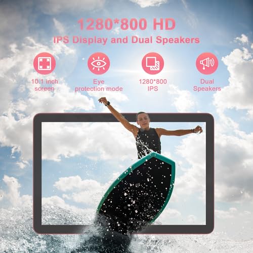 C idea10.1 Inches Tablet,Android 14 Tab,5G Tablet Dual SIM 8GB RAM 1TB ROM,10000mAh Battery With Bluetooth Keyboard,Mouse and Speaker CM8300plus (Red)