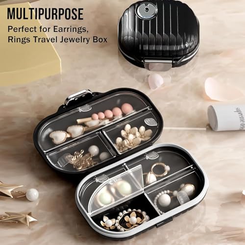 Travel Pill Organizer, 2 Pack Portable Pill Box 7 Day Small Pill Case Moisture Proof Daily Medicine Vitamin Container for Vitamins, Supplements Medication Tracker Travel Essentials (Small+ Large)