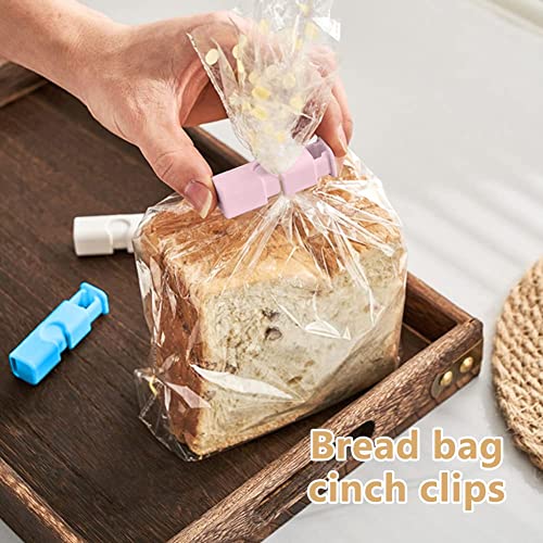 NALACAL 16 Pack Bread Bag Clips, Reusable Grocery Bag Sealing Clips for Food Fruit Bread Storage, Non-Slip Plastic Grip Sealing Bag Clips, Easy Squeeze Lock and Release, 2.44in, Candy Color(4 Colors)