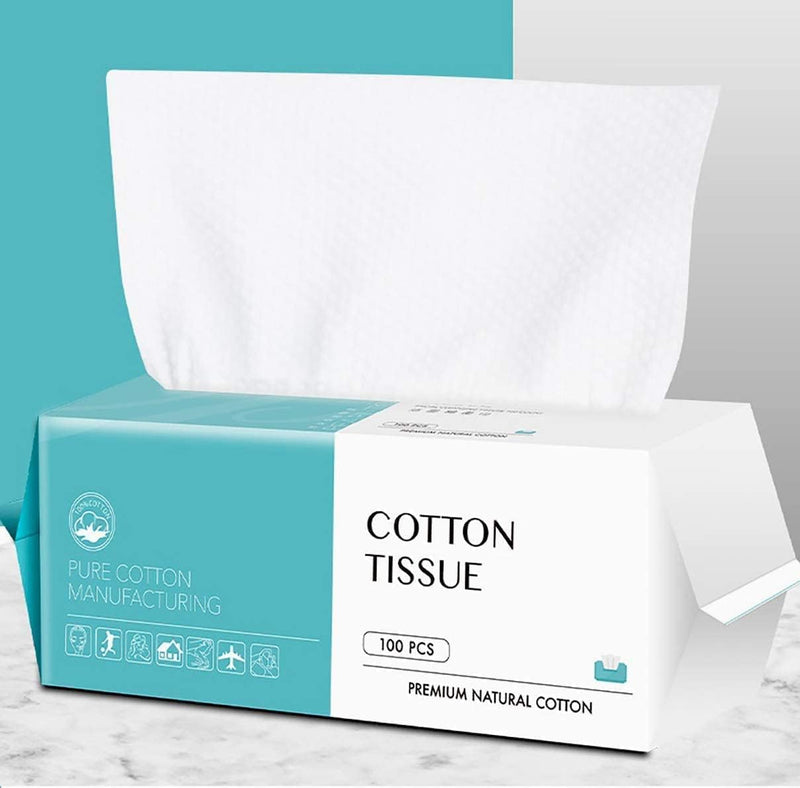 Cotton Facial Dry Wipes 72 Count, Deeply Cleansing Face Towel, Multi-Purpose for Skin Care, Make-up Wipes and Face Towel Super Soft Cotton Tissue Dry Wet Dual Use(1 Pack)
