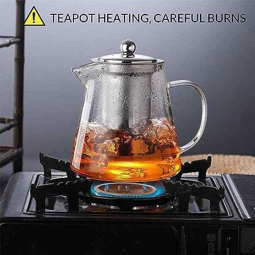 OBOR Glass Teapot Stovetop Safe - Tea Kettle with Removable Food Grade Stainless Steel Infuser & Lid for Blooming and Loose Leaf Tea Maker - 32oz/950ml