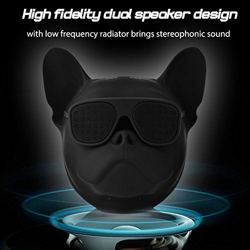 XUMIUZIY Portable Bluetooth Speaker, Bluetooth Bulldog Speaker, 10W Stereo Sound Music Player, Radio Function, French Bulldog Speaker for Phone, Computer, Tablet
