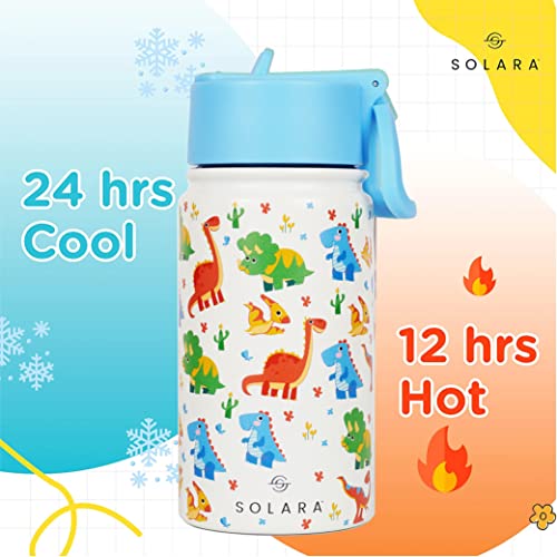 SOLARA Water Bottle for Kids 450ml, Kids Water Bottle, Sipper Bottle for Kids, Thermosteel Kids Bottle, Stainless Steel Water Bottle for Kids, Straw Bottle for Kids, Dino