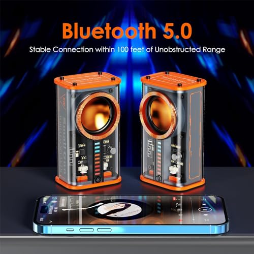 Transparent Wireless Bluetooth Speaker, Portable Mini Speaker, with Led Colorful Lights Stereo Sound Tws Small Speakers for Office, Party Camping, Shower, Home, Travel, for Any Anniversary(1 Pack)
