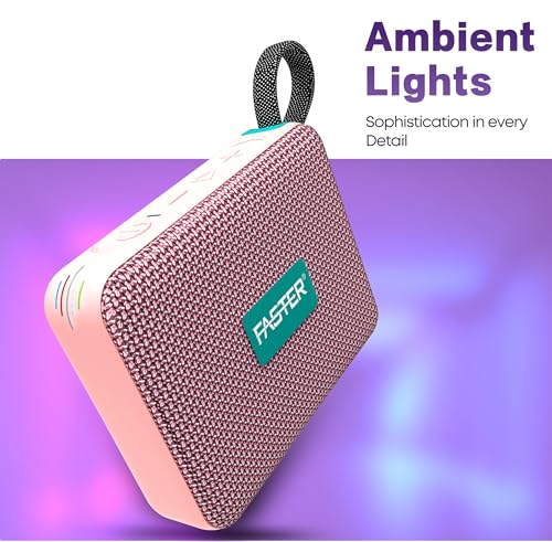 Faster GrooveX Portable Waterproof Speaker- IPX7 Wireless Streaming 20Hrs Playback Time- Standard 5.4 Bluetooth Outdoor Speaker with Dynamic Sound Rich Bass TWS Function Output Power 5W (Rose Pink)