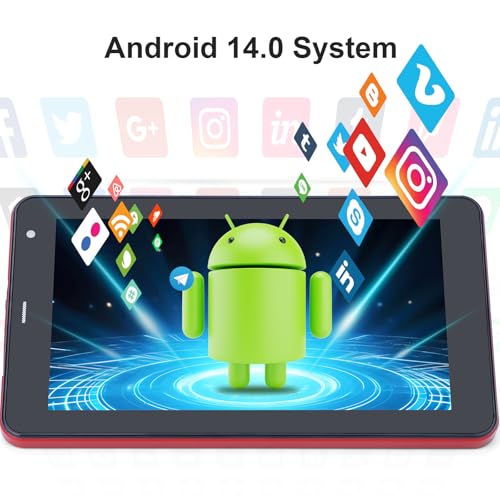 C idea 5G LTE with SIM Card Slot Tablet, 7 Inch Android 12 Tablet, 6GB RAM, 128GB ROM, Expandable to 512GB - 13MP Dual Camera, 6000mAh Battery - Includes Protector Case & Stylus (Red)